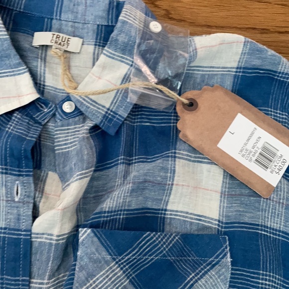 True Craft NWT large woven plaid shirt button fron - Picture 4 of 7